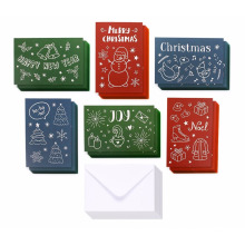 Coffret en vrac pour cartes de voeux de Noël - Cartes de voeux assorties, assorties de 6 motifs de griffonnages illustrés